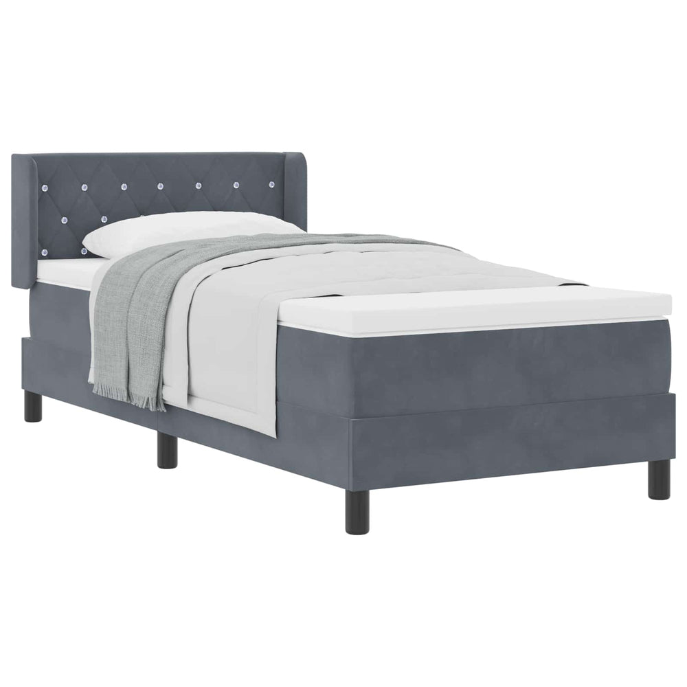 vidaXL Box Spring Bed with Headboard Dark Grey 200 x 90 cm Velvet