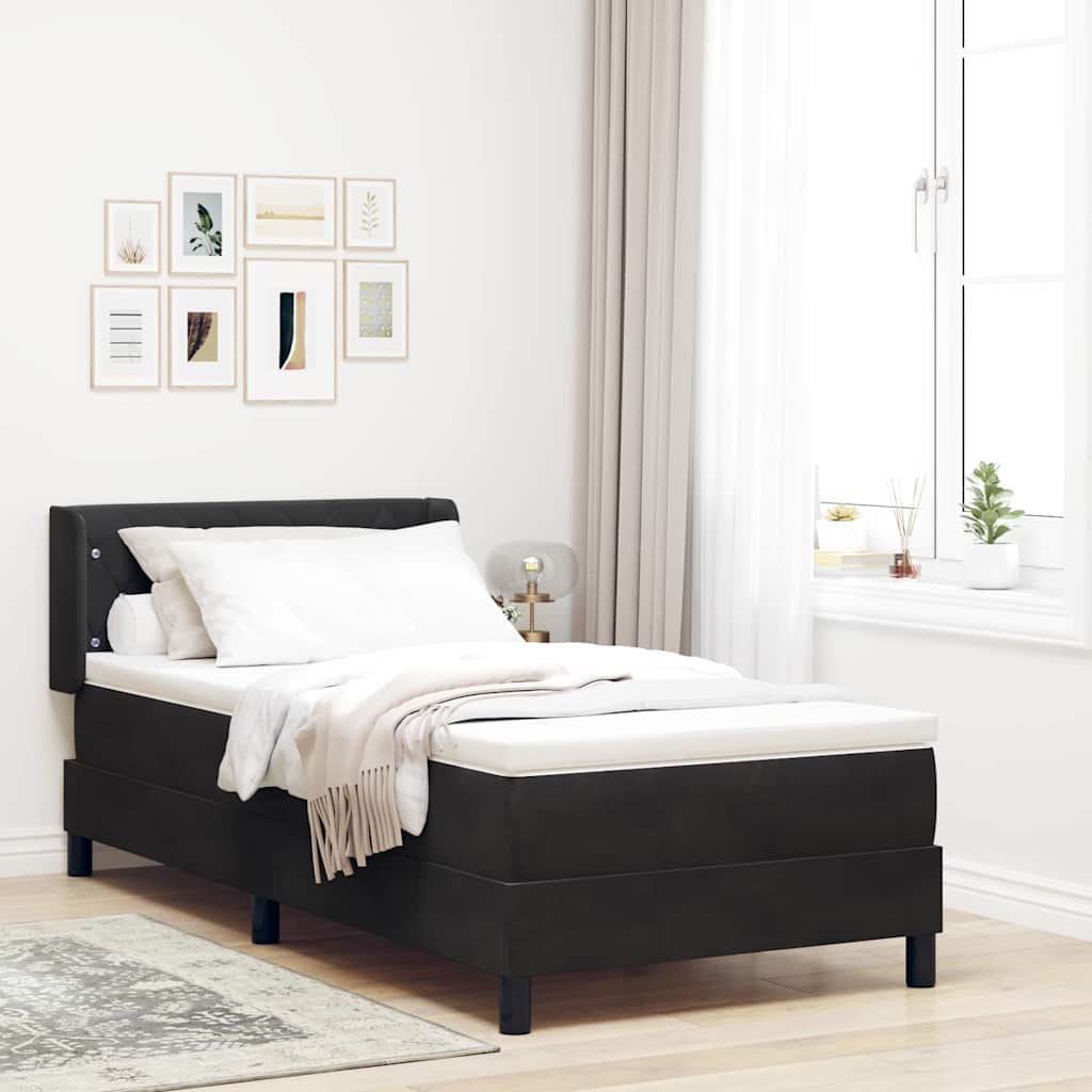 vidaXL Box Spring Bed with Headboard Black 200 x 90 cm Velvet