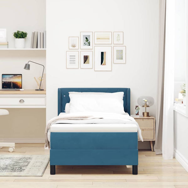 vidaXL Box Spring Bed with Headboard Dark Blue 200 x 90 cm Velvet