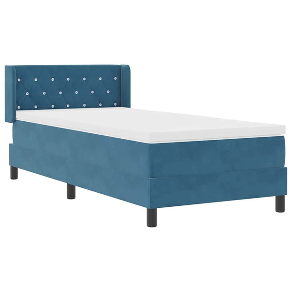 vidaXL Box Spring Bed with Headboard Dark Blue 200 x 90 cm Velvet