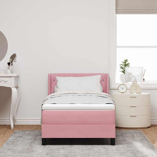 vidaXL Box spring bed with headboard Pink 200 x 90 cm Velvet