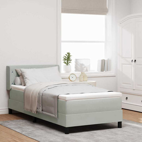 vidaXL Box Spring Bed with Headboard Light Gray 200 x 100 cm Velvet