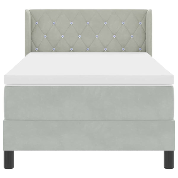 vidaXL Box Spring Bed with Headboard Light Gray 200 x 100 cm Velvet