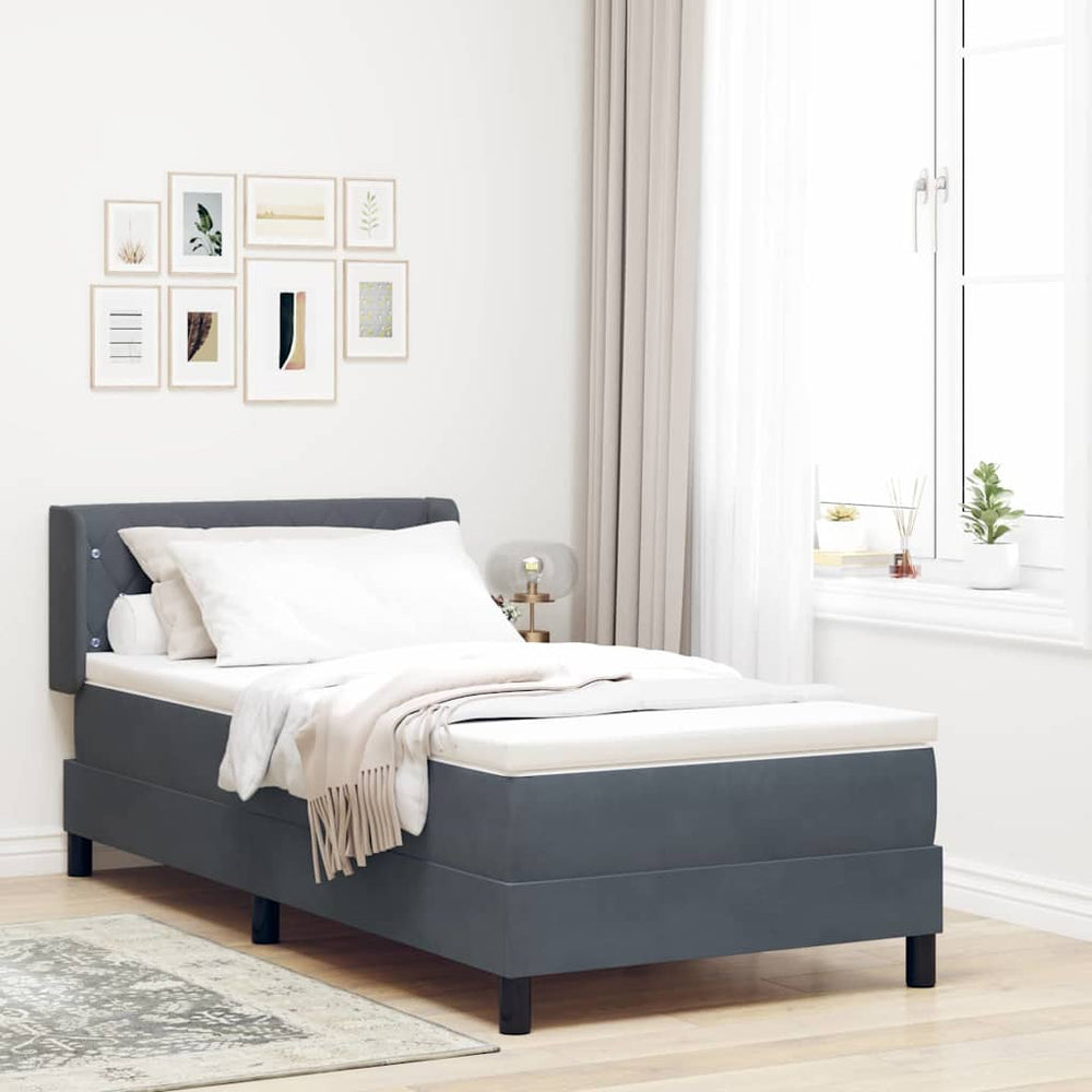 vidaXL Box Spring Bed with Headboard Dark Grey 200 x 100 cm Velvet