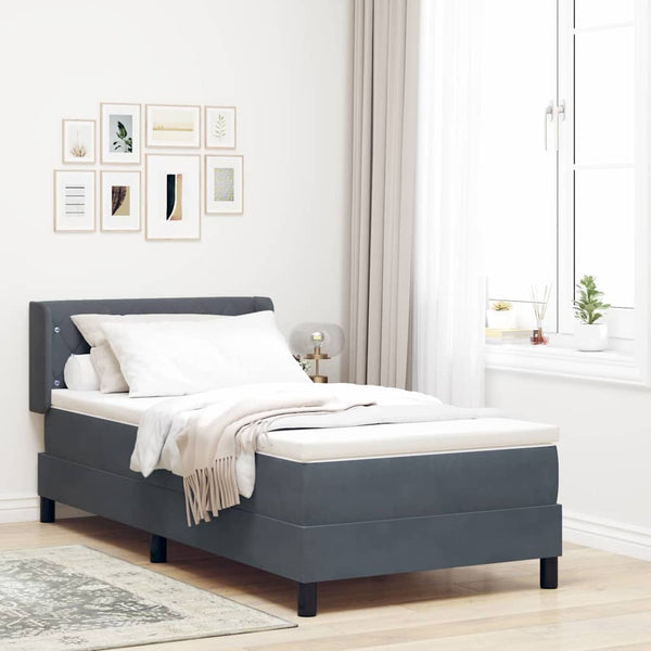 vidaXL Box Spring Bed with Headboard Dark Grey 200 x 100 cm Velvet
