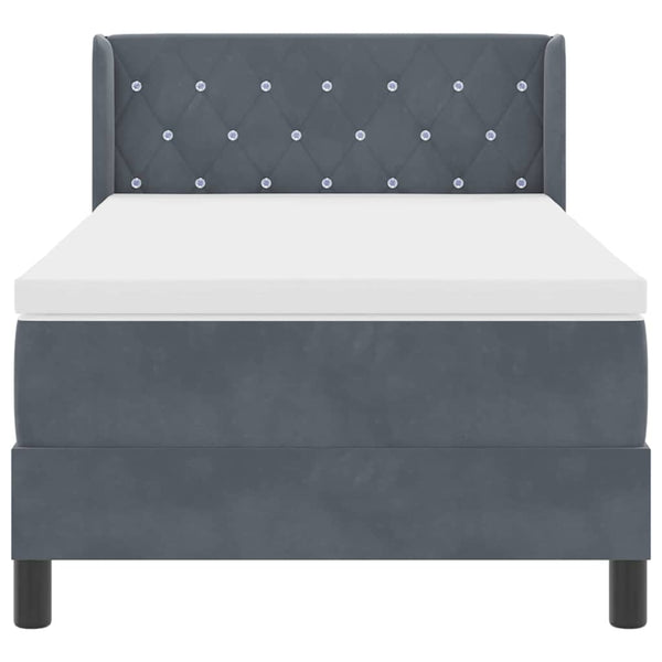 vidaXL Box Spring Bed with Headboard Dark Grey 200 x 100 cm Velvet