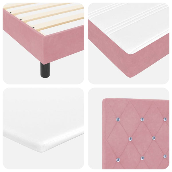 vidaXL Box Spring Bed with Headboard Pink 200 x 100 cm Velvet
