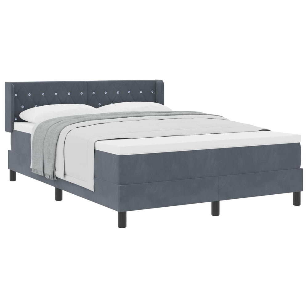 vidaXL Box Spring Bed with Headboard Dark Grey 190 x 140 cm Velvet