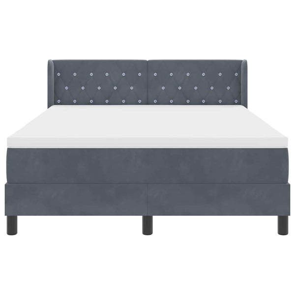 vidaXL Box Spring Bed with Headboard Dark Grey 190 x 140 cm Velvet