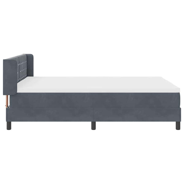vidaXL Box Spring Bed with Headboard Dark Grey 190 x 140 cm Velvet
