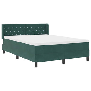 vidaXL Box Spring Bed with Headboard Dark Green 190 x 140 cm Velvet