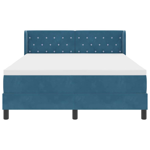 vidaXL Box spring bed with headboard Dark blue 190 x 140 cm Velvet