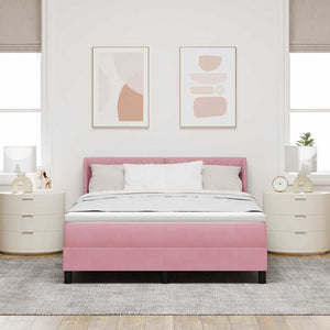 vidaXL Box Spring Bed with Headboard Pink 190 x 140 cm Velvet