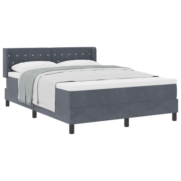 vidaXL Box Spring Bed with Headboard Dark Grey 200 x 140 cm Velvet