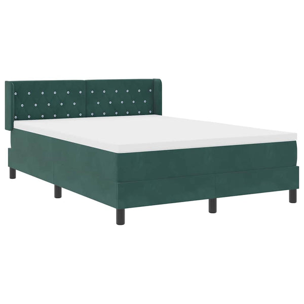 vidaXL Box Spring Bed with Headboard Dark Green 200 x 140 cm Velvet