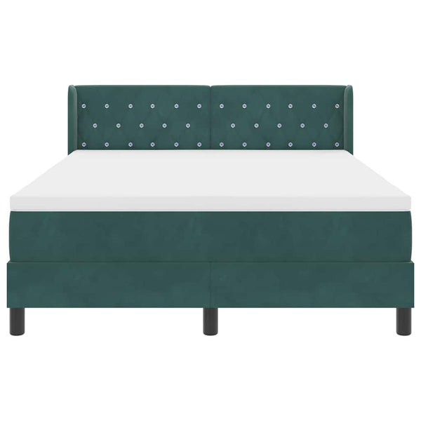 vidaXL Box Spring Bed with Headboard Dark Green 200 x 140 cm Velvet