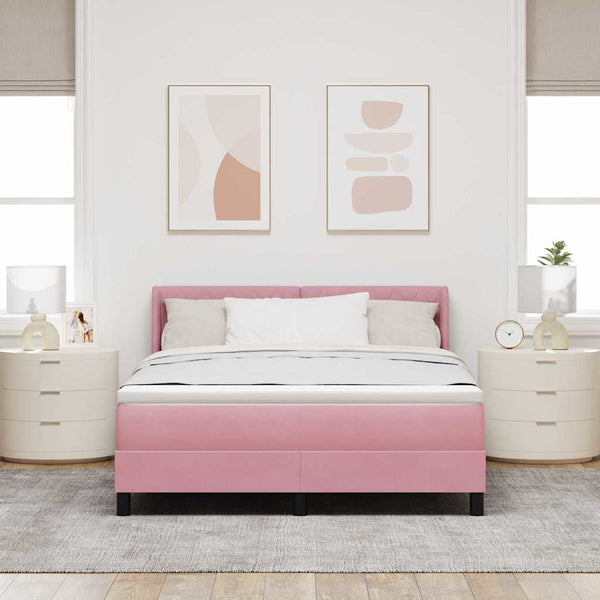 vidaXL Box Spring Bed with Headboard Pink 200 x 140 cm Velvet
