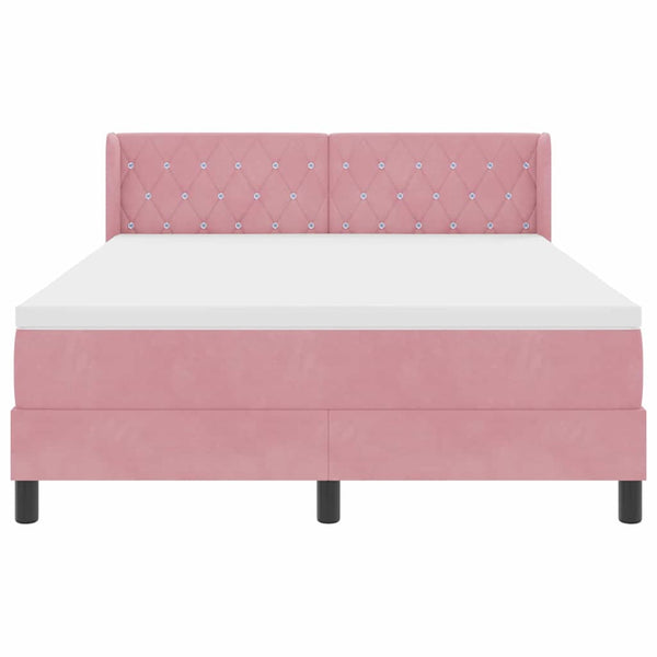 vidaXL Box Spring Bed with Headboard Pink 200 x 140 cm Velvet