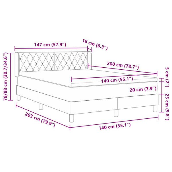vidaXL Box Spring Bed with Headboard Pink 200 x 140 cm Velvet