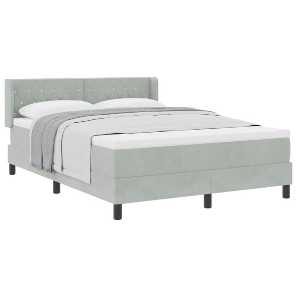 vidaXL Box Spring Bed with Headboard Light Gray 200 x 160 cm Velvet