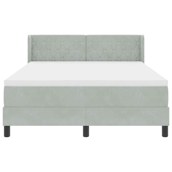 vidaXL Box Spring Bed with Headboard Light Gray 200 x 160 cm Velvet