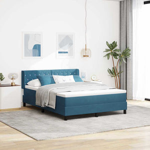 vidaXL Box spring bed with headboard Dark blue 200 x 160 cm Velvet