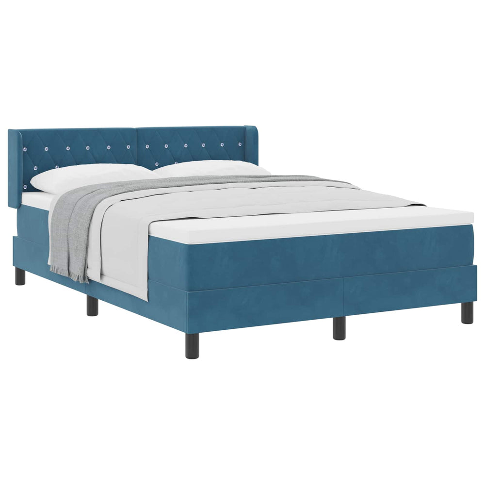 vidaXL Box spring bed with headboard Dark blue 200 x 160 cm Velvet