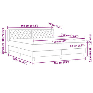 vidaXL Box spring bed with headboard Dark blue 200 x 160 cm Velvet