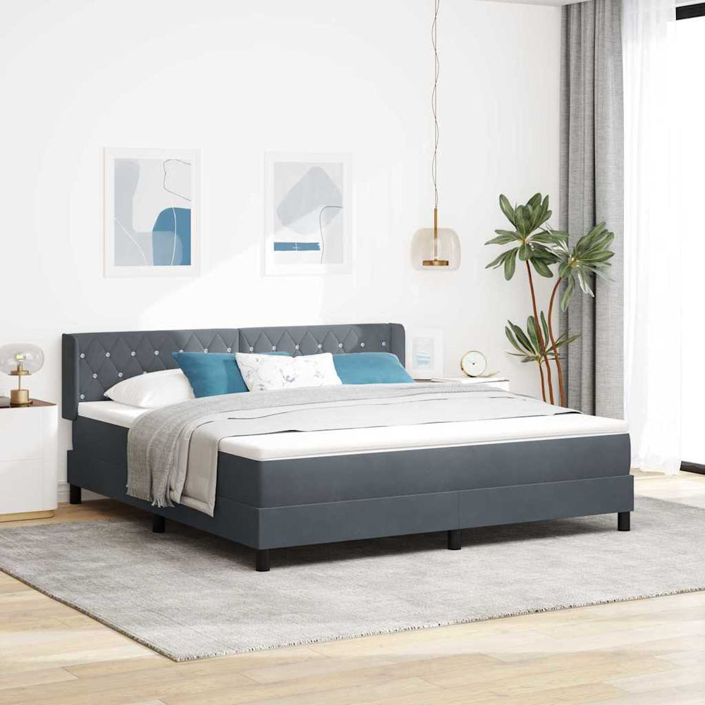 vidaXL Box Spring Bed with Headboard Dark Gray 200 x 180 cm Velvet