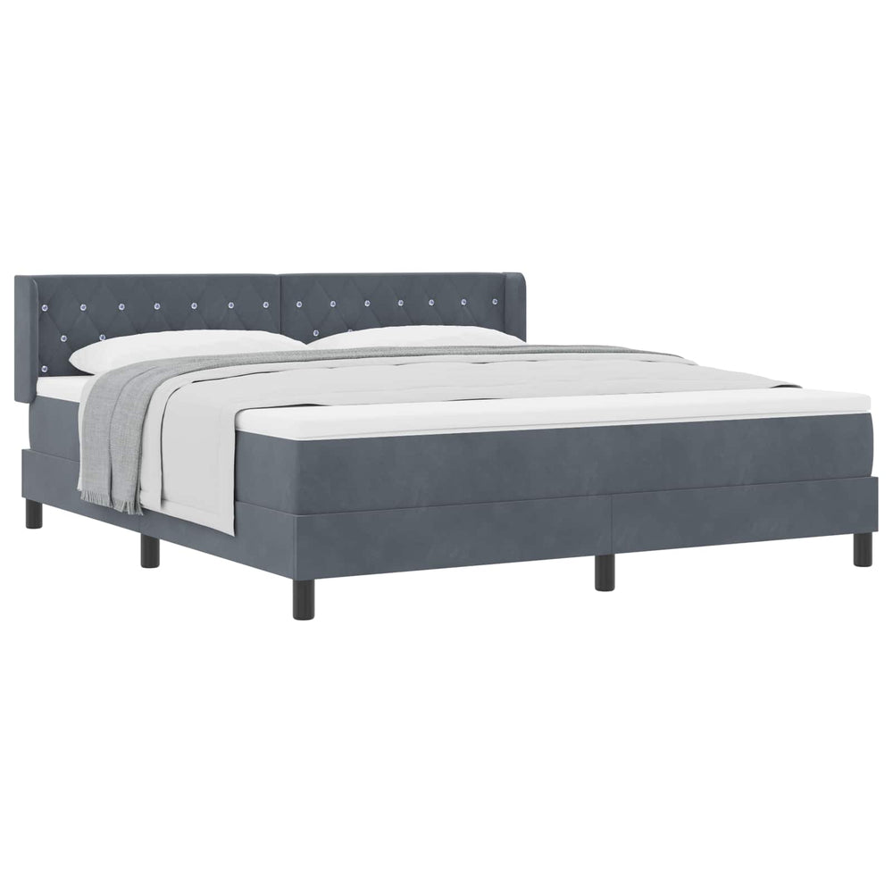 vidaXL Box Spring Bed with Headboard Dark Gray 200 x 180 cm Velvet