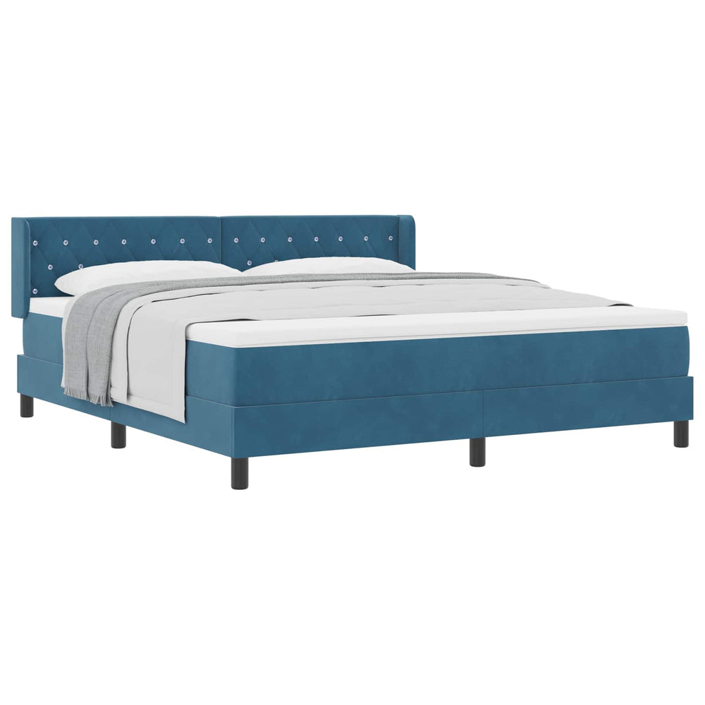 vidaXL Box Spring Bed with Headboard Dark Blue 200 x 180 cm Velvet