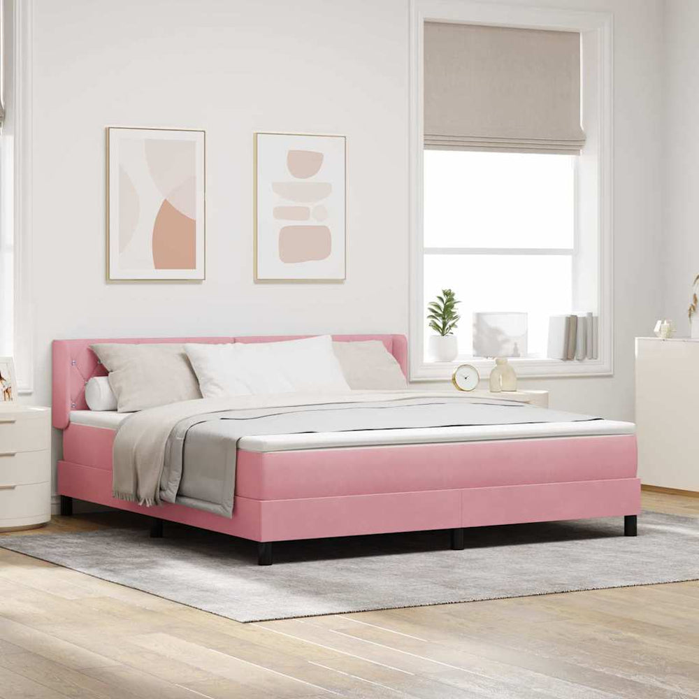 vidaXL Box Spring Bed with Headboard Pink 200 x 180 cm Velvet