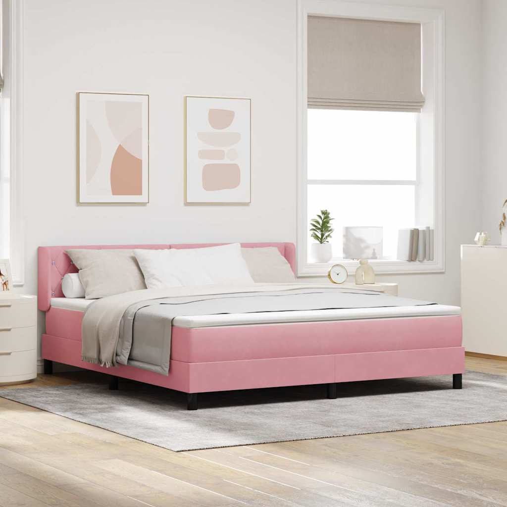 vidaXL Box Spring Bed with Headboard Pink 200 x 180 cm Velvet