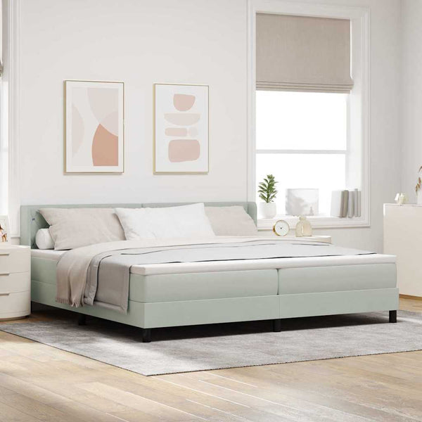 vidaXL Box Spring Bed with Headboard Light Gray 200 x 200 cm Velvet
