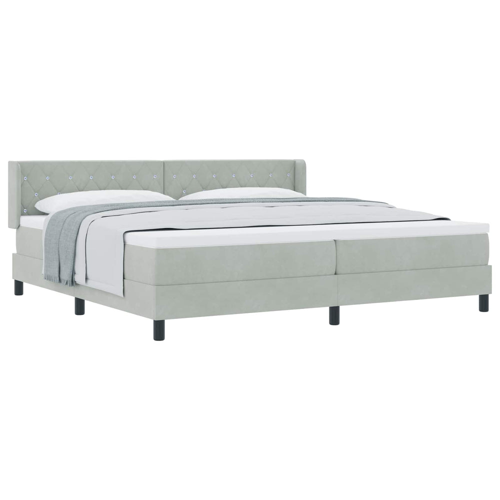 vidaXL Box Spring Bed with Headboard Light Gray 200 x 200 cm Velvet