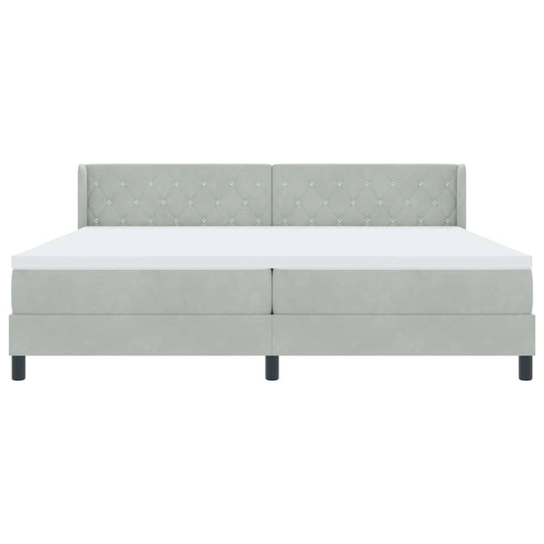 vidaXL Box Spring Bed with Headboard Light Gray 200 x 200 cm Velvet