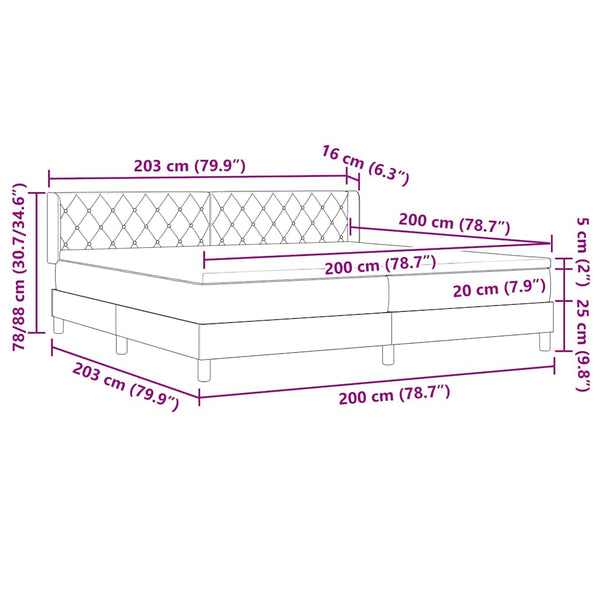 vidaXL Box Spring Bed with Headboard Light Gray 200 x 200 cm Velvet