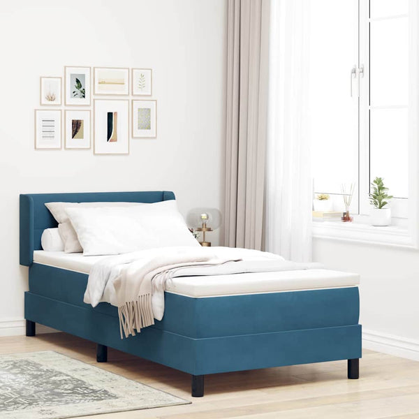 vidaXL Box Spring Bed with Headboard Dark Blue 200 x 100 cm Velvet