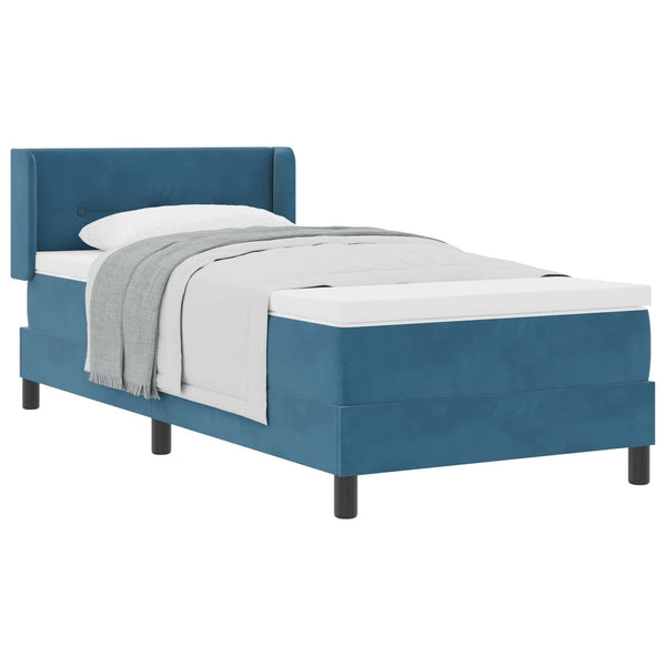 vidaXL Box Spring Bed with Headboard Dark Blue 200 x 100 cm Velvet