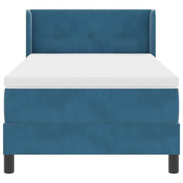 vidaXL Box Spring Bed with Headboard Dark Blue 200 x 100 cm Velvet