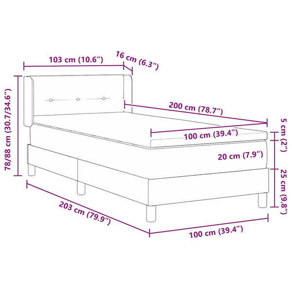 vidaXL Box Spring Bed with Headboard Dark Blue 200 x 100 cm Velvet
