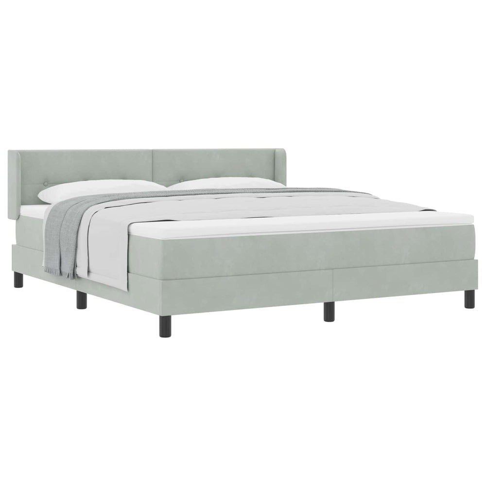 vidaXL Box Spring Bed with Headboard Light Gray 200 x 180 cm Velvet