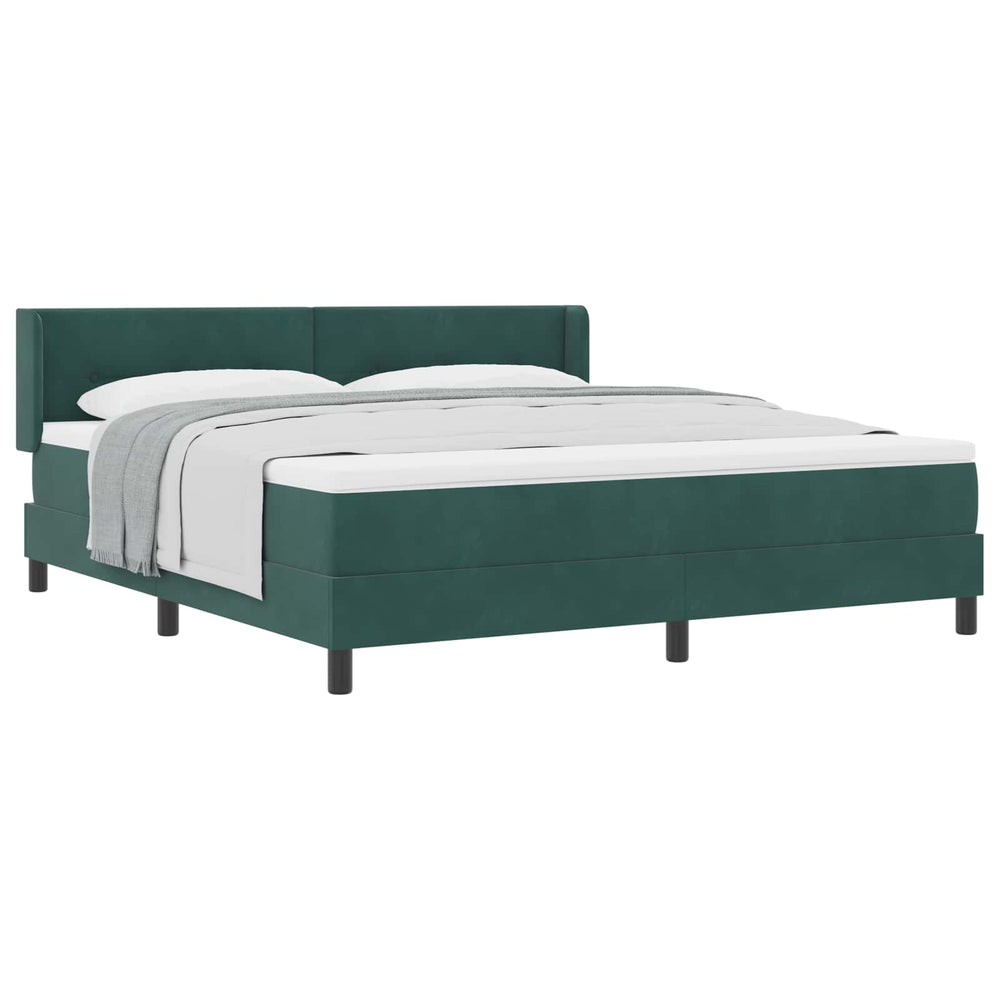 vidaXL Box spring bed with headboard Dark Green 200 x 180 cm Velvet