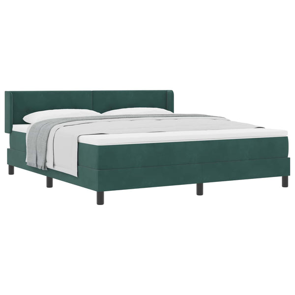 vidaXL Box spring bed with headboard Dark Green 200 x 180 cm Velvet