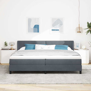 vidaXL Box Spring Bed with Headboard Dark Grey 200 x 200 cm Velvet