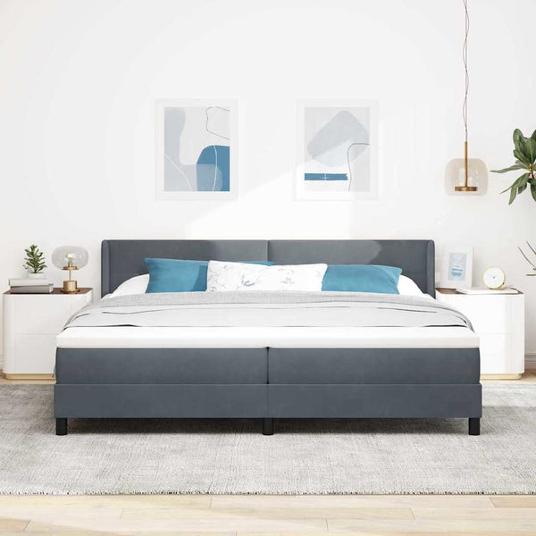 vidaXL Box Spring Bed with Headboard Dark Grey 200 x 200 cm Velvet