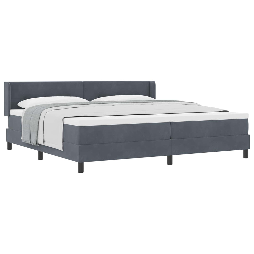 vidaXL Box Spring Bed with Headboard Dark Grey 200 x 200 cm Velvet
