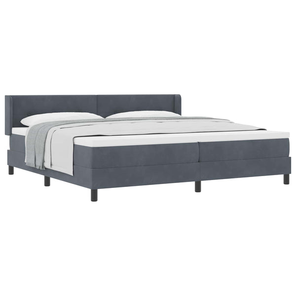 vidaXL Box Spring Bed with Headboard Dark Grey 200 x 200 cm Velvet