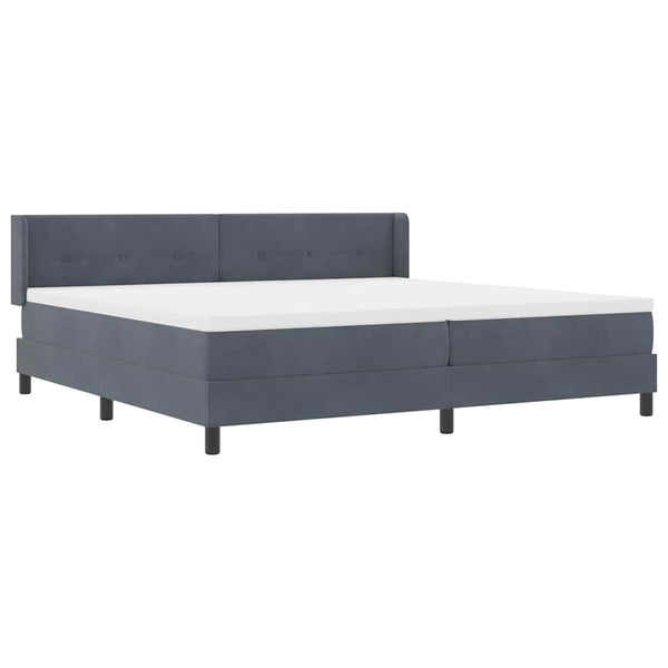 vidaXL Box Spring Bed with Headboard Dark Grey 200 x 200 cm Velvet