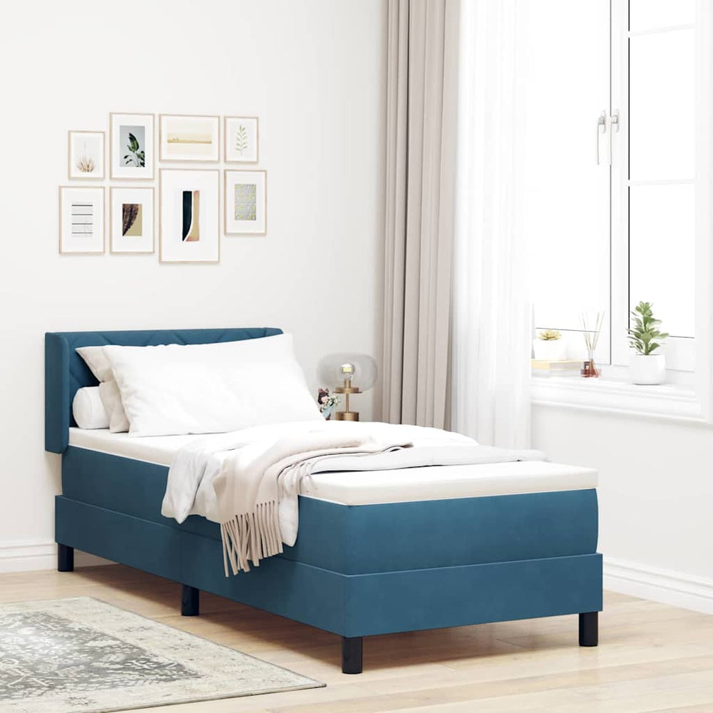 vidaXL Box Spring Bed with Headboard Dark Blue 200 x 80 cm Velvet